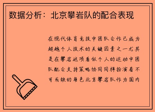 数据分析：北京攀岩队的配合表现