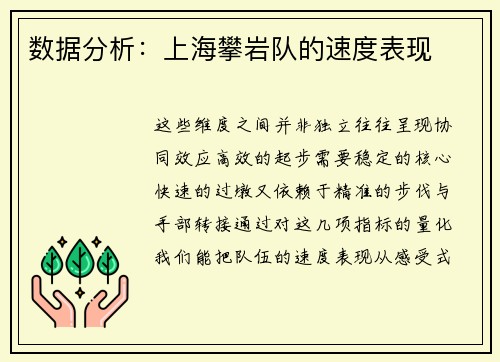 数据分析：上海攀岩队的速度表现